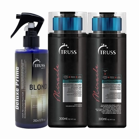 Truss Deluxe Prime Champagne Blond Hair Toner Bundle with Miracle Shampoo and Conditioner Set