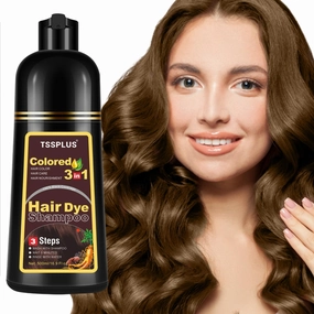 TSSPLUS 500ml Hair Coloring Shampoo Organic Natural Black Hair Dye for Women Men Cover Gray White Hair, Instant Hair Colouring (Light Brown)