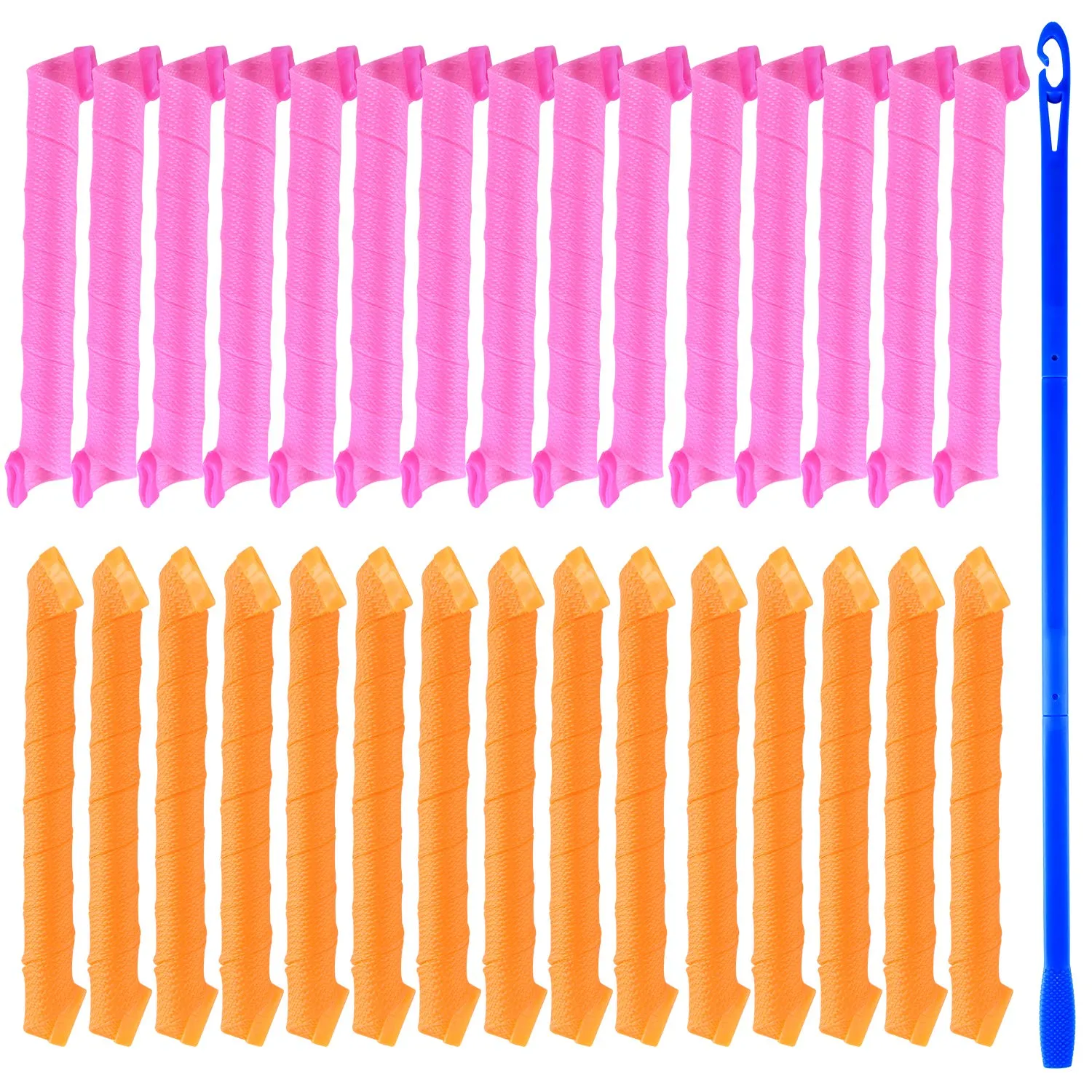 TUPARKA 30 Pack Spiral Curls No Heat Hair Rollers Kit with Styling Hooks for Extra Long Hair up to 22 Inch
