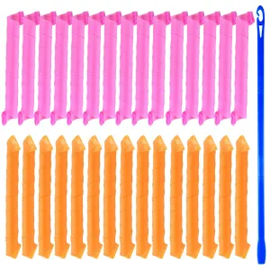 TUPARKA 30 Pack Spiral Curls No Heat Hair Rollers Kit with Styling Hooks for Extra Long Hair up to 22 Inch