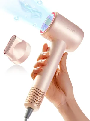TYMO Ionic Hair Dryer for Women, High Speed Travel Blow Dryer for 5X Faster Drying & 0 Damage, Professional Portable Quiet Hairdryer with 400M Negative Ions, 4 Temps& 2 Speeds, 110,000 RPM, Gold Blush