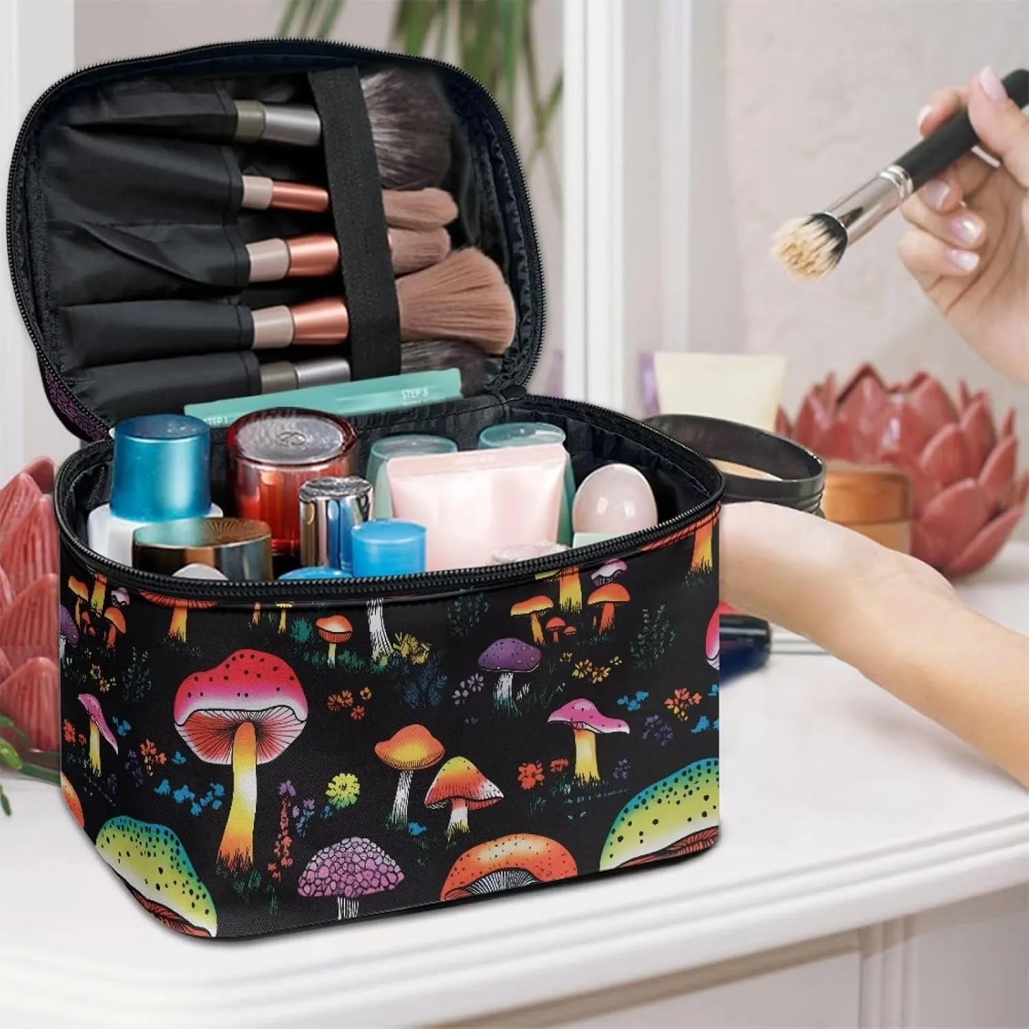 Uasibuni Color Mushroom Makeup Bag Small Comestic Bag Travel Bag Women Makeup Bag Set Portable Travel Toiletry Bags for Toiletries Accessories