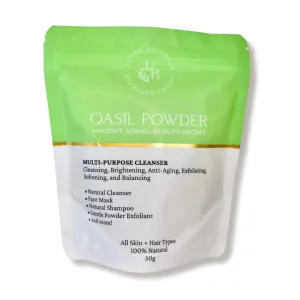 Uhuru Naturals Qasil Powder 50 Grams – Ancient Somali Beauty Secret, Gentle Deep Cleansing Facial Mask for Beautiful Glowing Skin. Reduces Dark Marks and Scars. Brightens. Detoxifies.