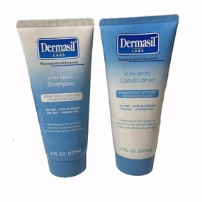 Ultra Gentle Shampoo and Conditioner Set For Sensitive Scalps, Oil Free, Dye Free, Hypo Allergenic, Paraben Free, Dermatologist Developed, Freshens, Adds Shine, Detangles, 6 oz Each