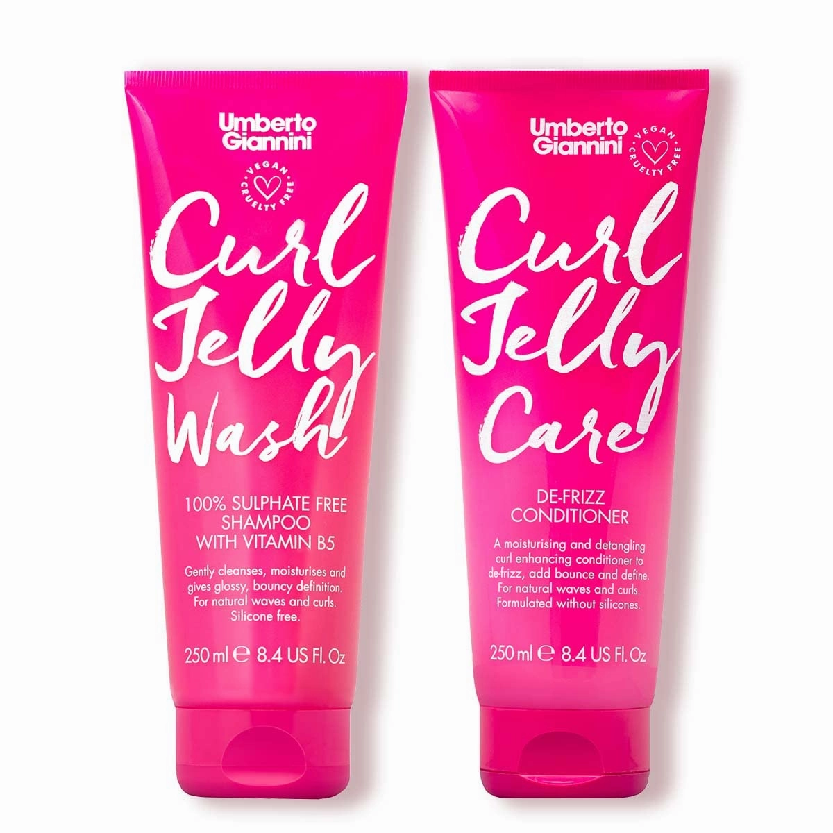 Umberto Giannini Curl Jelly Shampoo & Conditioner - Wash & Care - Vegan, Cruelty Free, & Sulfate Free for Curly or Wavy Hair - No Frizz