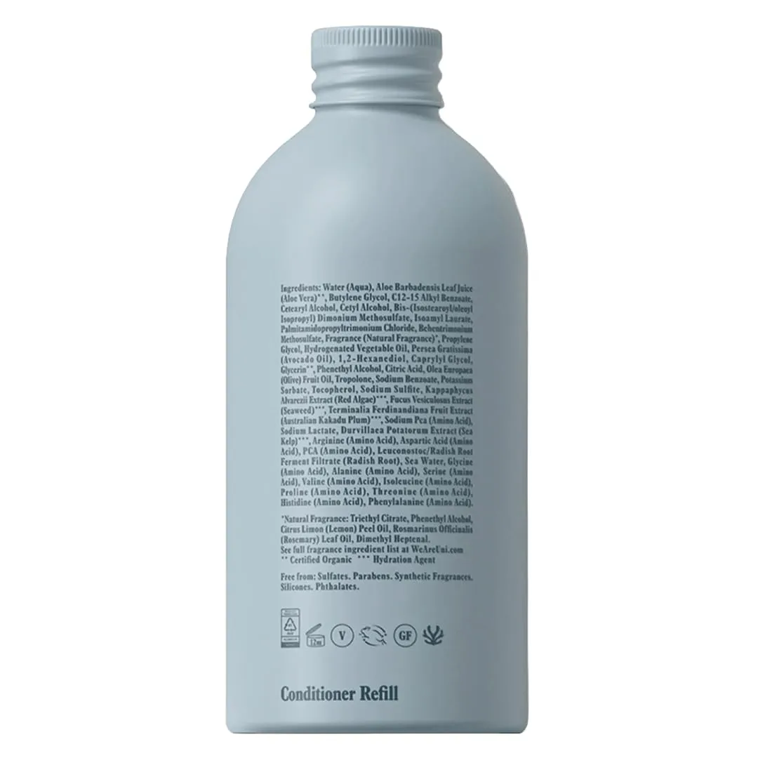 Uni Hair Conditioner Refill - Color-Safe Moisturizing Conditioner for Dry Hair Enriched with Olive Oil, Organic Aloe Vera & Australian Kakadu Plum for Optimal Hair Hydration & Shine (375 ml)