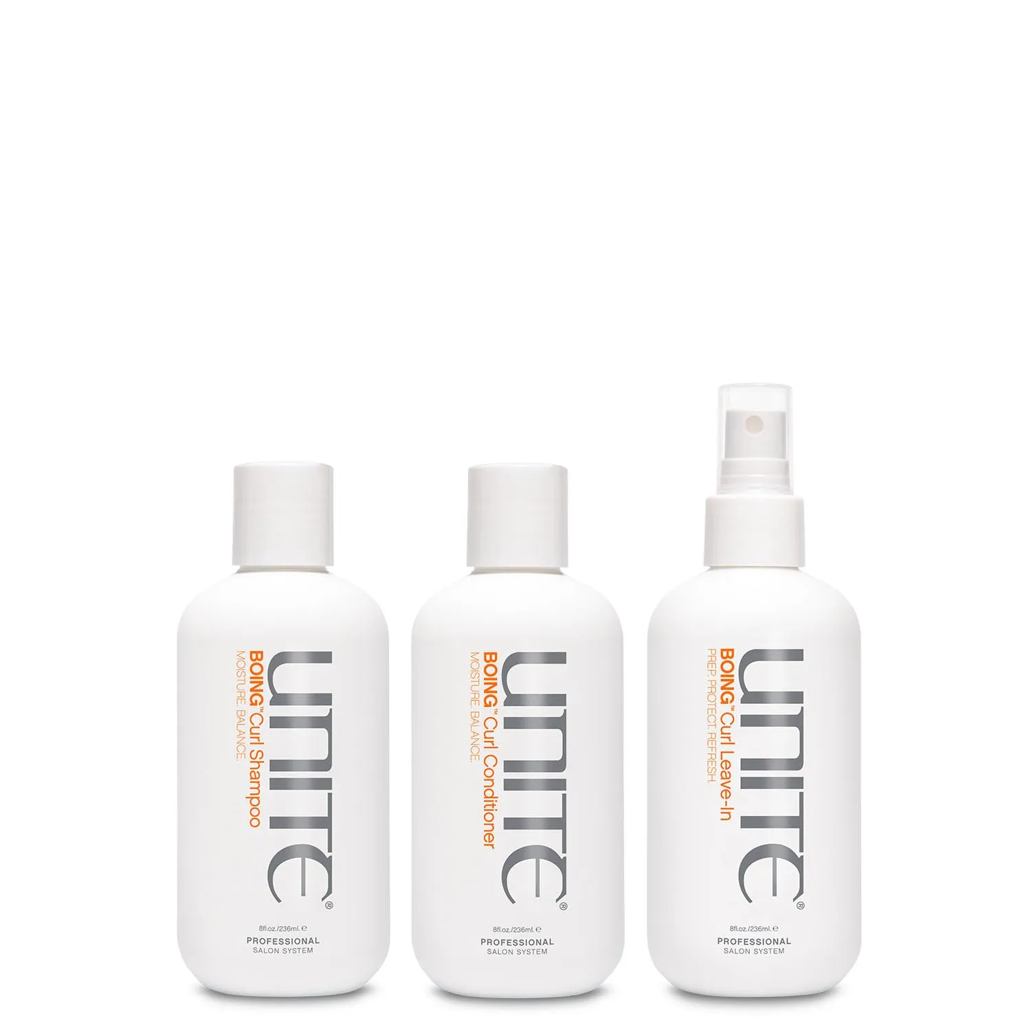 UNITE Hair – BOING Curl Shampoo, Conditioner & Leave-In – Enhances Curls, Detangles, 8oz, 8oz, 8oz