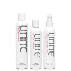 UNITE Hair – BOOSTA Shampoo, Conditioner & Volumizing Spray – Lift, Body, Fine Hair, 10oz, 8oz, 8oz