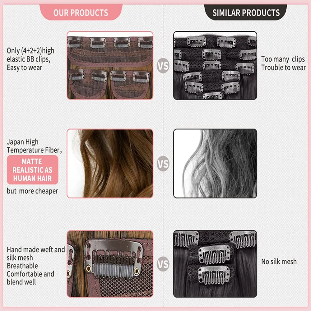 Upgrade Invisible Halo Hair Extensions with 3 PCS Set Headband Adjustable Long Wavy Secret Golden Brown Mix Light Ash Blonde Hair Extensions for Women