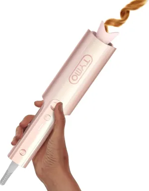 Upgraded Automatic Rotating Curling Iron - TYMO CurlPro Plus Long Barrel Curling Wand for Long Hair, Ceramic 1 Inch Hair Curler for Women, Anti-Scald, Tangle-Free, 600M Ionic, Dual Voltage, Gold Blush