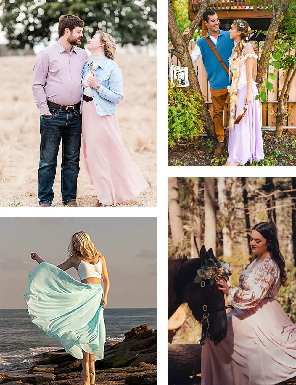 v28 Women Full/Ankle Length Elastic Pleated Retro Maxi Chiffon Long Skirt