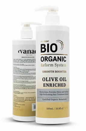 Vanae Bio Organic Smooth Booster - Natural Hair Smoothing Spray for Curly and Frizzy Hair - Organic Anti-Frizz Treatment with Argan Oil and Keratin for Frizz Control and Shine - 500ml