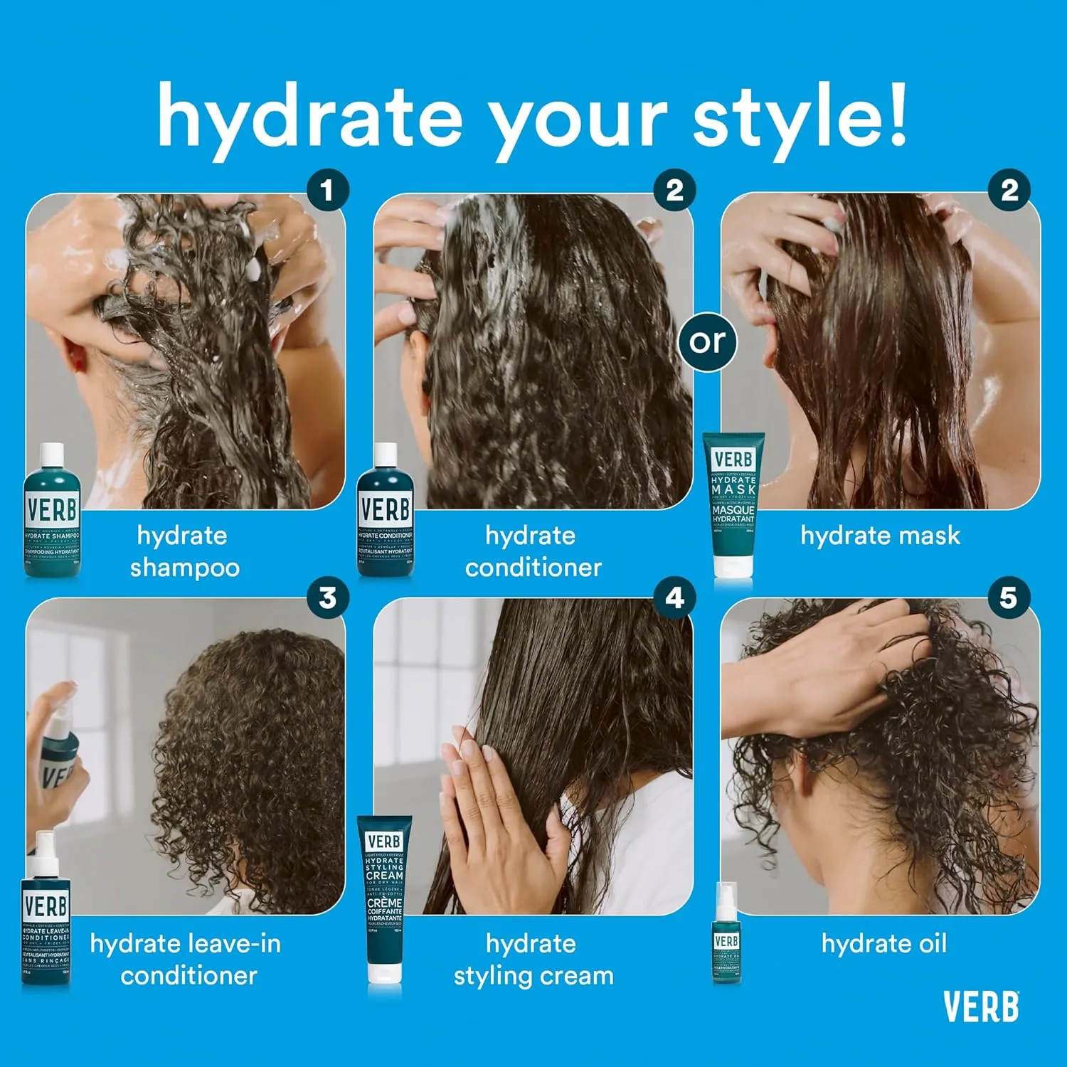 VERB Hydrate Shampoo - Cleanse Dry   Frizzy Hair - Smooth   Reduce Frizz - Amber   Warm Jasmine Scent
