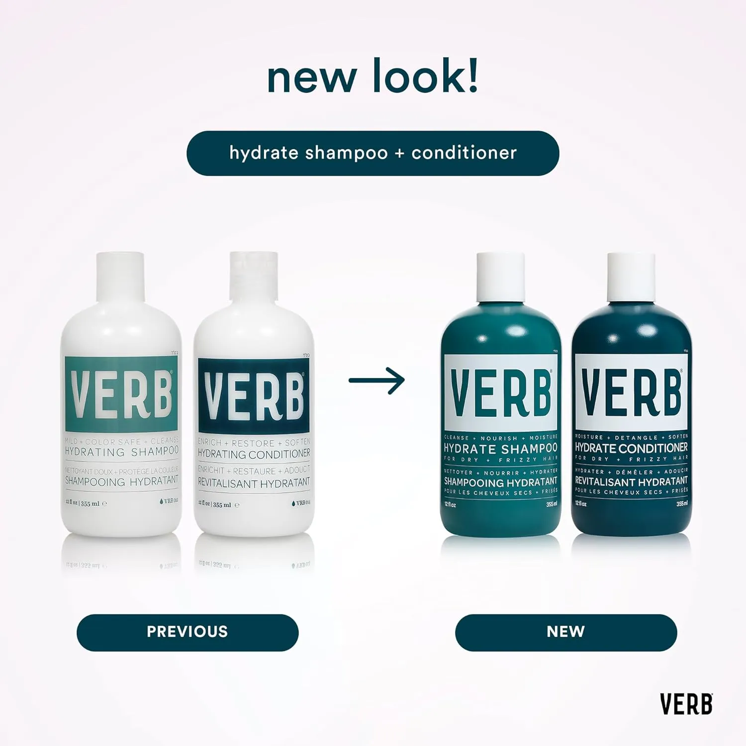 VERB Hydrate Shampoo - Cleanse Dry   Frizzy Hair - Smooth   Reduce Frizz - Amber   Warm Jasmine Scent