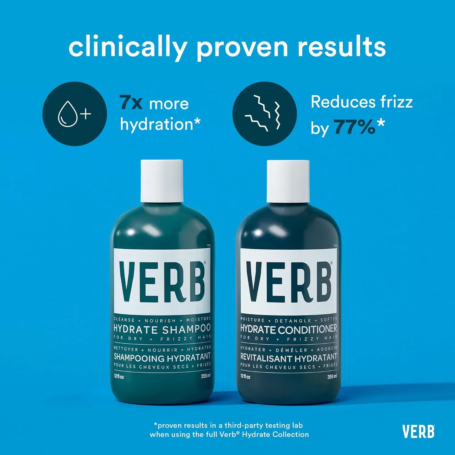 VERB Hydrate Shampoo   Conditioner Duo - Cleanses   Nourishes Dry   Frizzy Hair to Smooth   Reduce Frizz - Amber   Warm Jasmine Scent