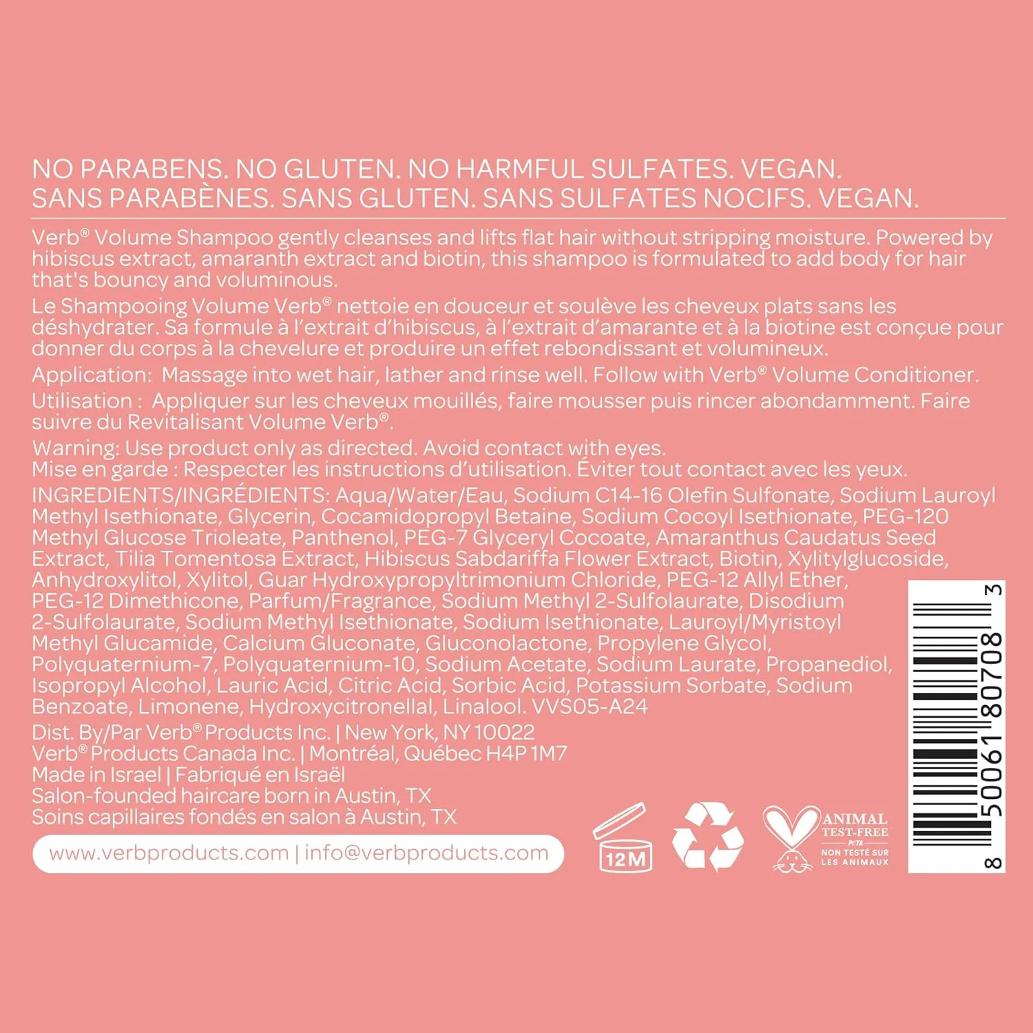 VERB Volume Shampoo - Gently Cleanses   Lifts Flat Hair - Sulfate, Paraben and Gluten Free