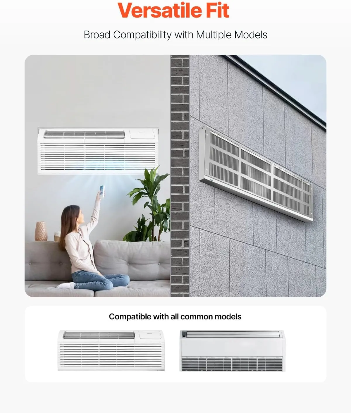 VEVOR Air Conditioner Wall Sleeve, 42 in Through The Wall Air Conditioner Sleeve, Exterior Grille, Wall AC Sleeve, Fit Most Brands of Through The Wall Air Conditioner, Durable and Weather-Resistant