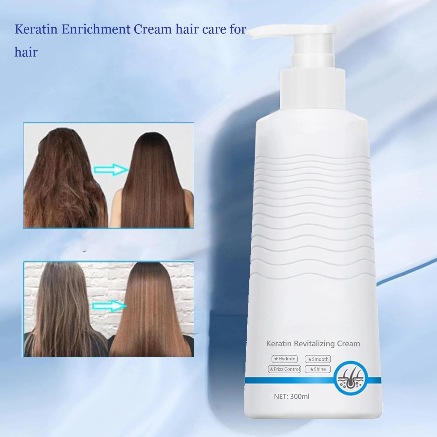 Visulong Keratin Revitalizing Cream, 2025 New Ungers Leave-In Hair Conditioner for Women, Consolidateh Keratin Revitalizing Cream Hair Serum, Frizz Control Smoothing (2pcs)