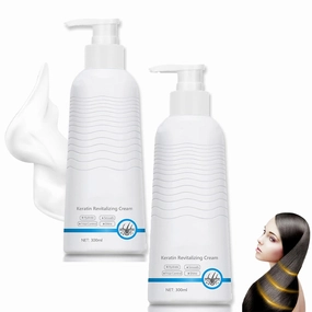 Visulong Keratin Revitalizing Cream, 2025 New Ungers Leave-In Hair Conditioner for Women, Consolidateh Keratin Revitalizing Cream Hair Serum, Frizz Control Smoothing (2pcs)