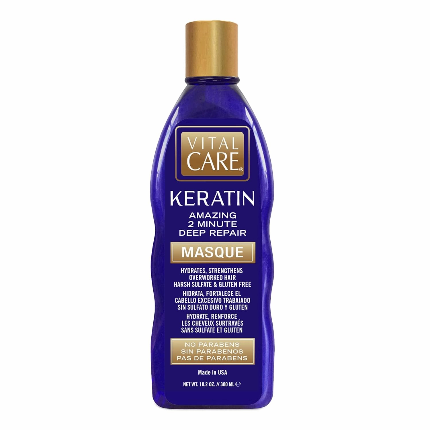 Vital Care Keratin 2-Minute Repair Hair Masque - Gentle Keratin Complex Hair Mask Treatment is Non-Stripping for Daily Use, Hydrating & Repairing - Abyssinian, Avocado & Sunflower Seed Oil