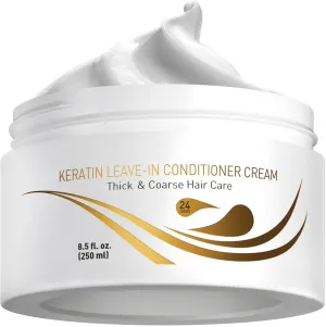 VITAMINS hair cosmetics Keratin Leave in Conditioner Cream - Indulgent Anti Frizz Conditioning for Curly Hair - Curl Defining Styling Detangler for Thick Coarse Natural Dry Damaged Hair