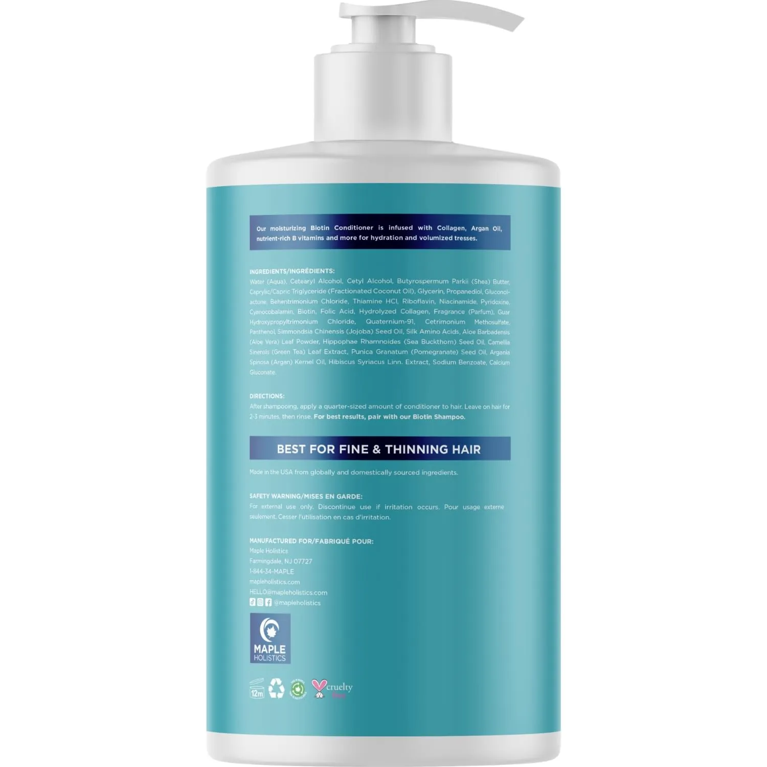 Volumizing Biotin Conditioner for Thinning Hair - Volumizing Conditioner for Fine Thin & Weak Hair - Sulfate Paraben & Silicone Free with Nourishing Plant Proteins & B Vitamins - Color Safe (25 Fl Oz)