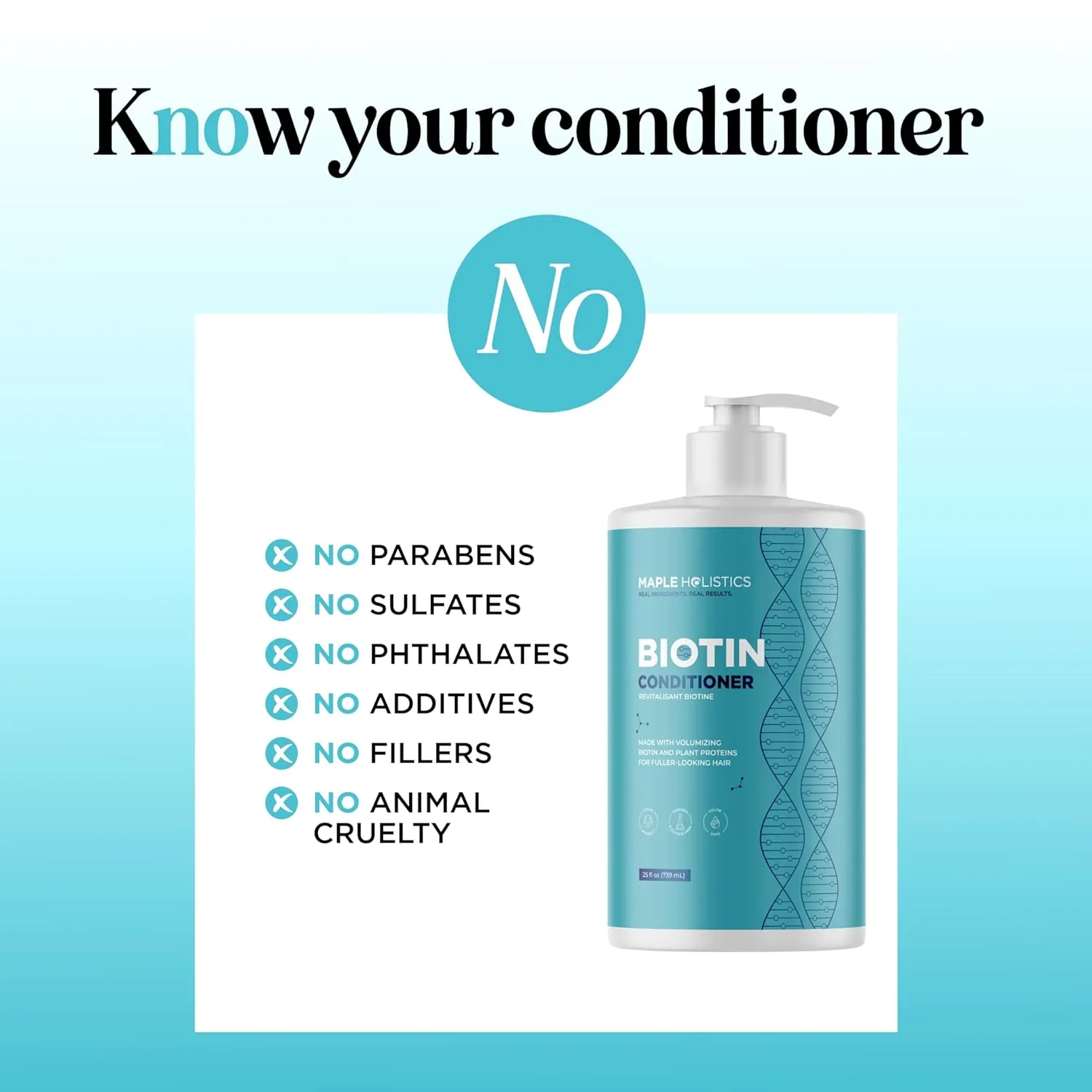Volumizing Biotin Conditioner for Thinning Hair - Volumizing Conditioner for Fine Thin & Weak Hair - Sulfate Paraben & Silicone Free with Nourishing Plant Proteins & B Vitamins - Color Safe (25 Fl Oz)