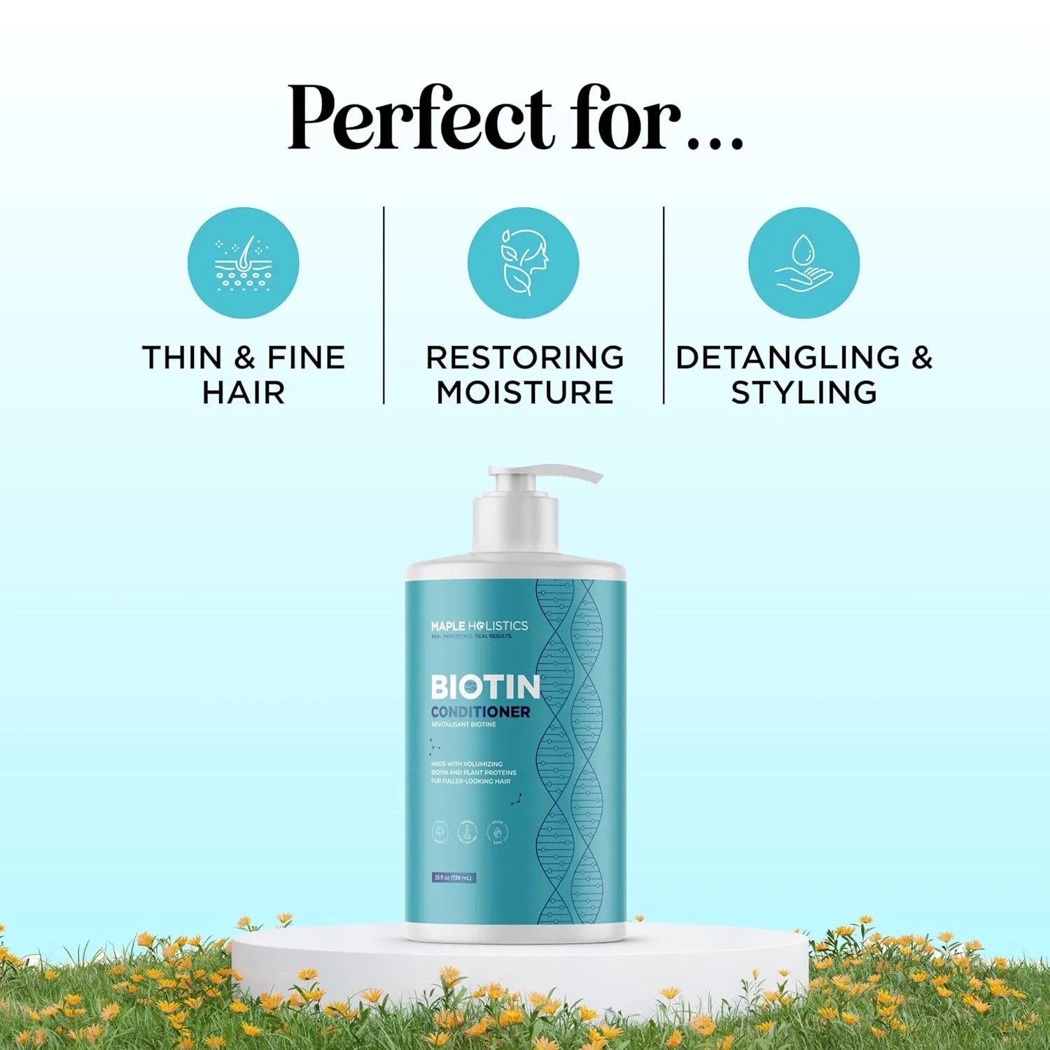 Volumizing Biotin Conditioner for Thinning Hair - Volumizing Conditioner for Fine Thin & Weak Hair - Sulfate Paraben & Silicone Free with Nourishing Plant Proteins & B Vitamins - Color Safe (25 Fl Oz)