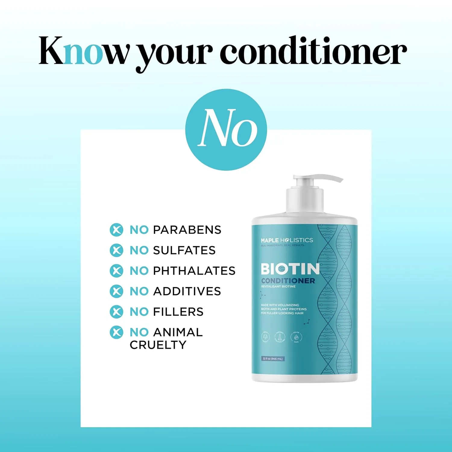 Volumizing Biotin Conditioner for Thinning Hair - Volumizing Conditioner for Fine Thin & Weak Hair - Sulfate Paraben & Silicone Free with Nourishing Plant Proteins & B Vitamins - Color Safe (32 Fl Oz)
