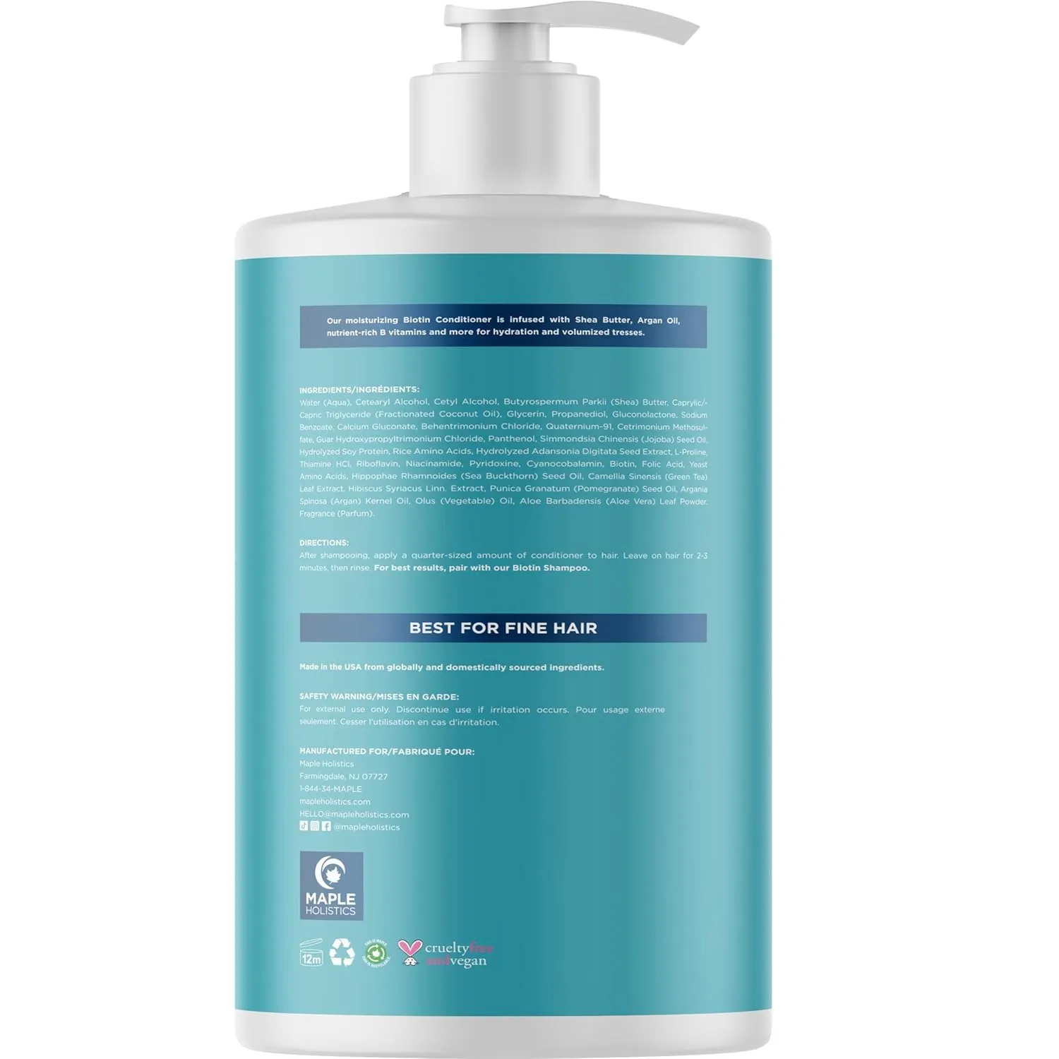 Volumizing Biotin Conditioner for Thinning Hair - Volumizing Conditioner for Fine Thin & Weak Hair - Sulfate Paraben & Silicone Free with Nourishing Plant Proteins & B Vitamins - Color Safe (32 Fl Oz)