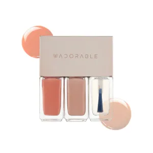 Water-base Vegan Nail Polish 3pcs in set (2 Colors   Clear Top Coat), Eco-friendly Halal-Certificated Non-toxic Breathable Peel Off Peach & Pale Peach color (No 13 Peach Rose, 0.51 fl oz)