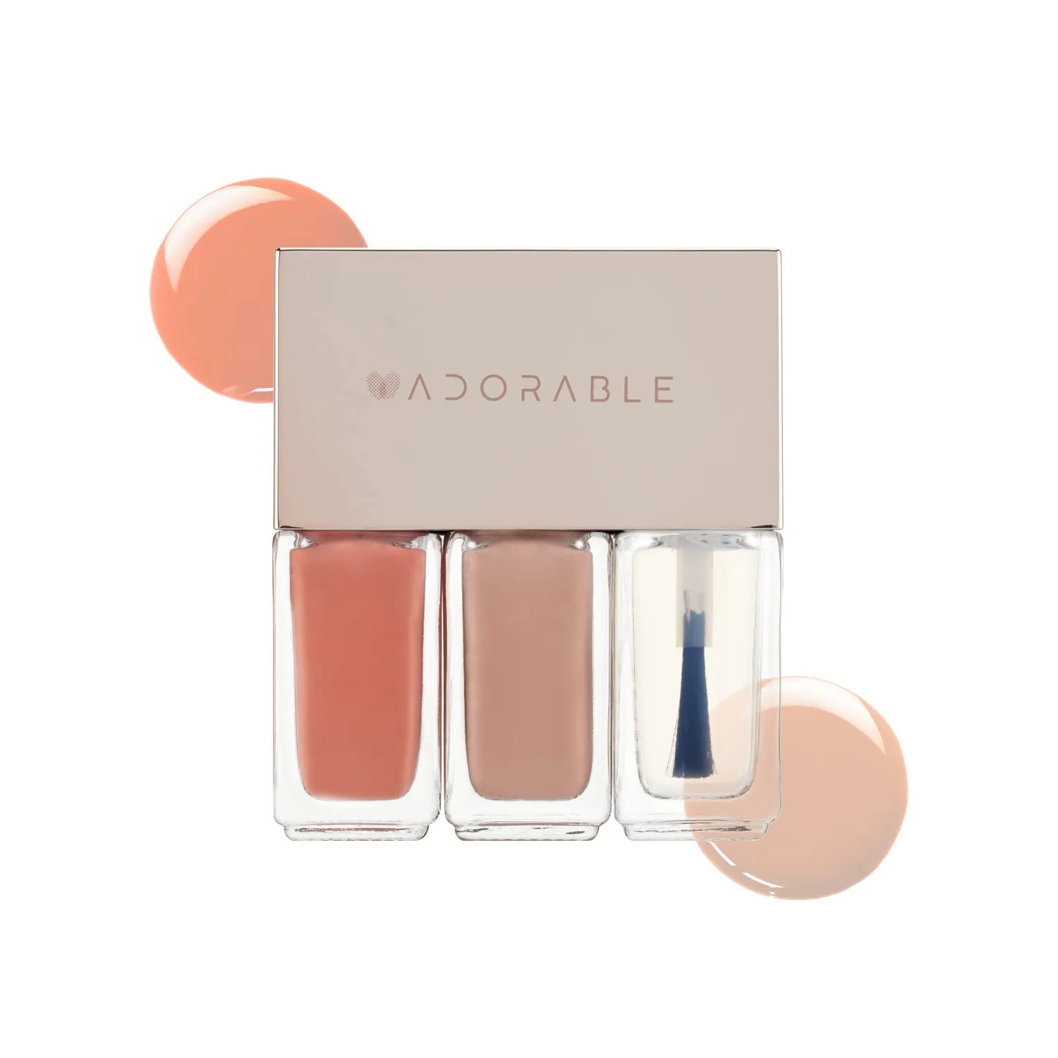 Water-base Vegan Nail Polish 3pcs in set (2 Colors   Clear Top Coat), Eco-friendly Halal-Certificated Non-toxic Breathable Peel Off Peach & Pale Peach color (No 13 Peach Rose, 0.51 fl oz)