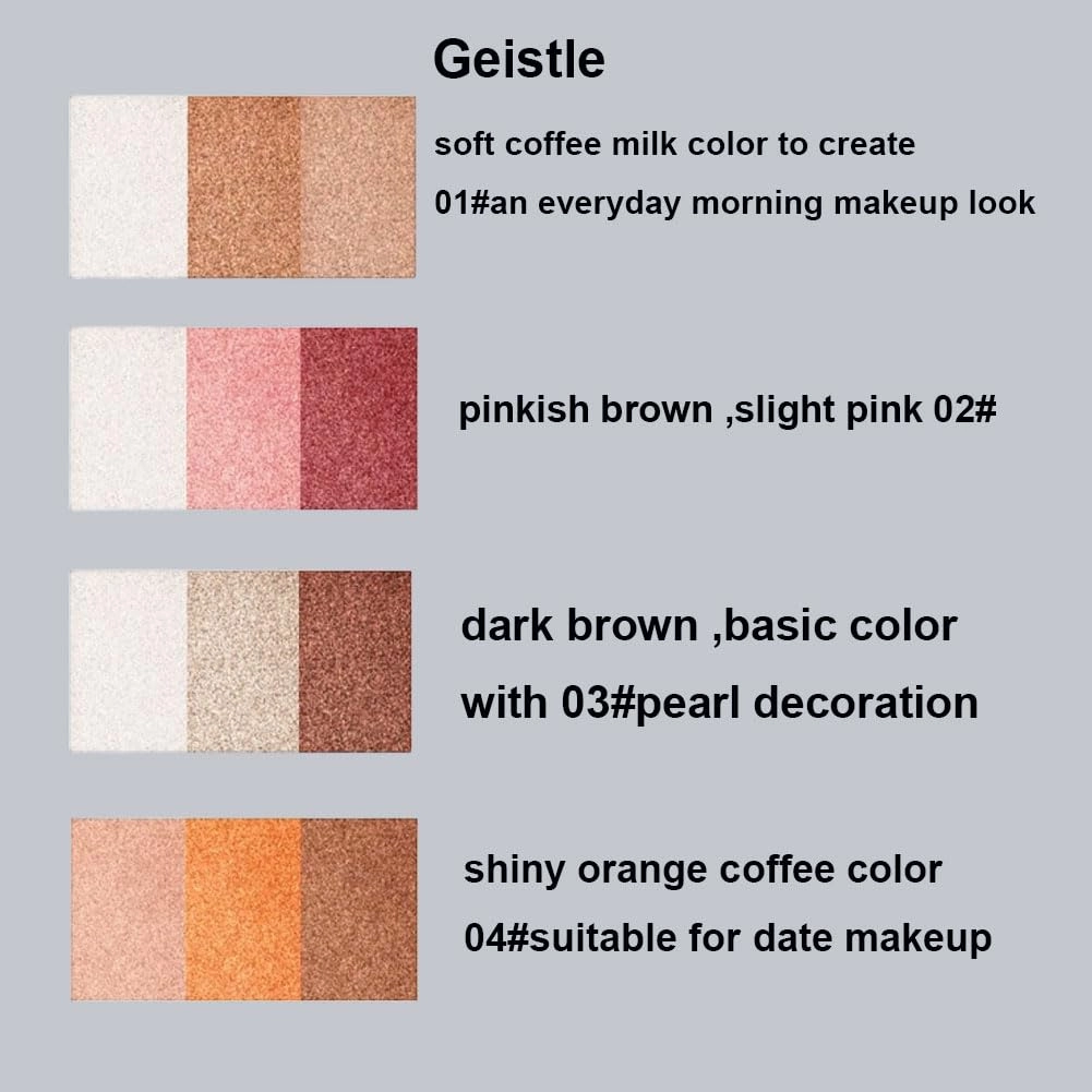 Waterproof Gradient Shimmer Eye-Shadow Stick 3Colors Cream Eyeshadow Makeup Long-Lasting (Coffee Pink Brown Orange (4PCS))