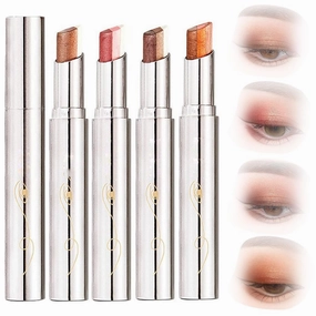 Waterproof Gradient Shimmer Eye-Shadow Stick 3Colors Cream Eyeshadow Makeup Long-Lasting (Coffee Pink Brown Orange (4PCS))