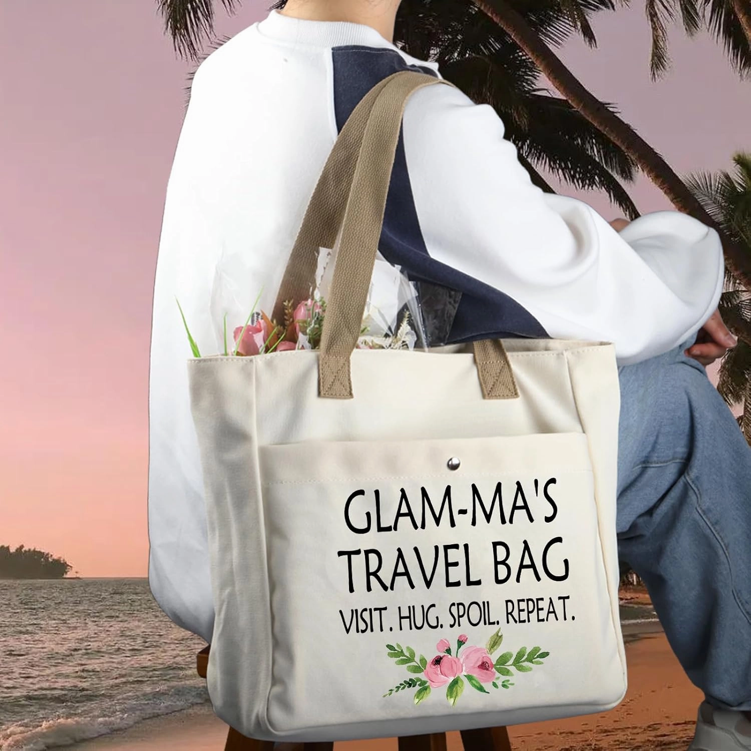 WCGXKO Mother’s Day Gift Grandma Birthday Gift Mother’s Day Merchandise Tote Bag Travel Bag For Grandma