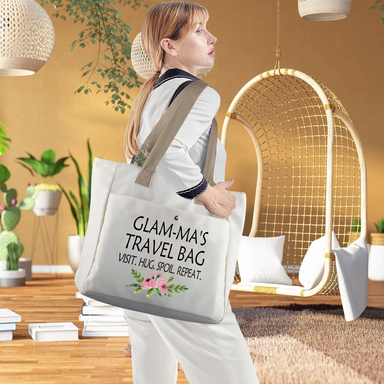 WCGXKO Mother’s Day Gift Grandma Birthday Gift Mother’s Day Merchandise Tote Bag Travel Bag For Grandma
