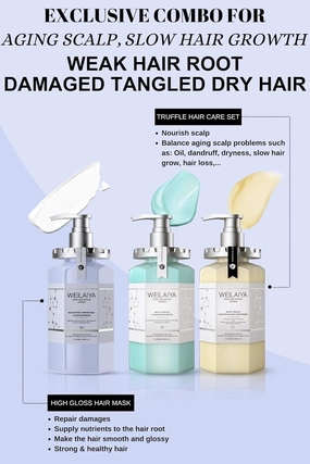 Weilaiya Combo Truffle Shampoo Set, & High Glosss Hair Mask 450mL for Repair Damaged Hair, Rebuild Hair Structure, Anti Aging for Hair/Scalp, High Gloss, Keeps the color last longer up to 8 weeks
