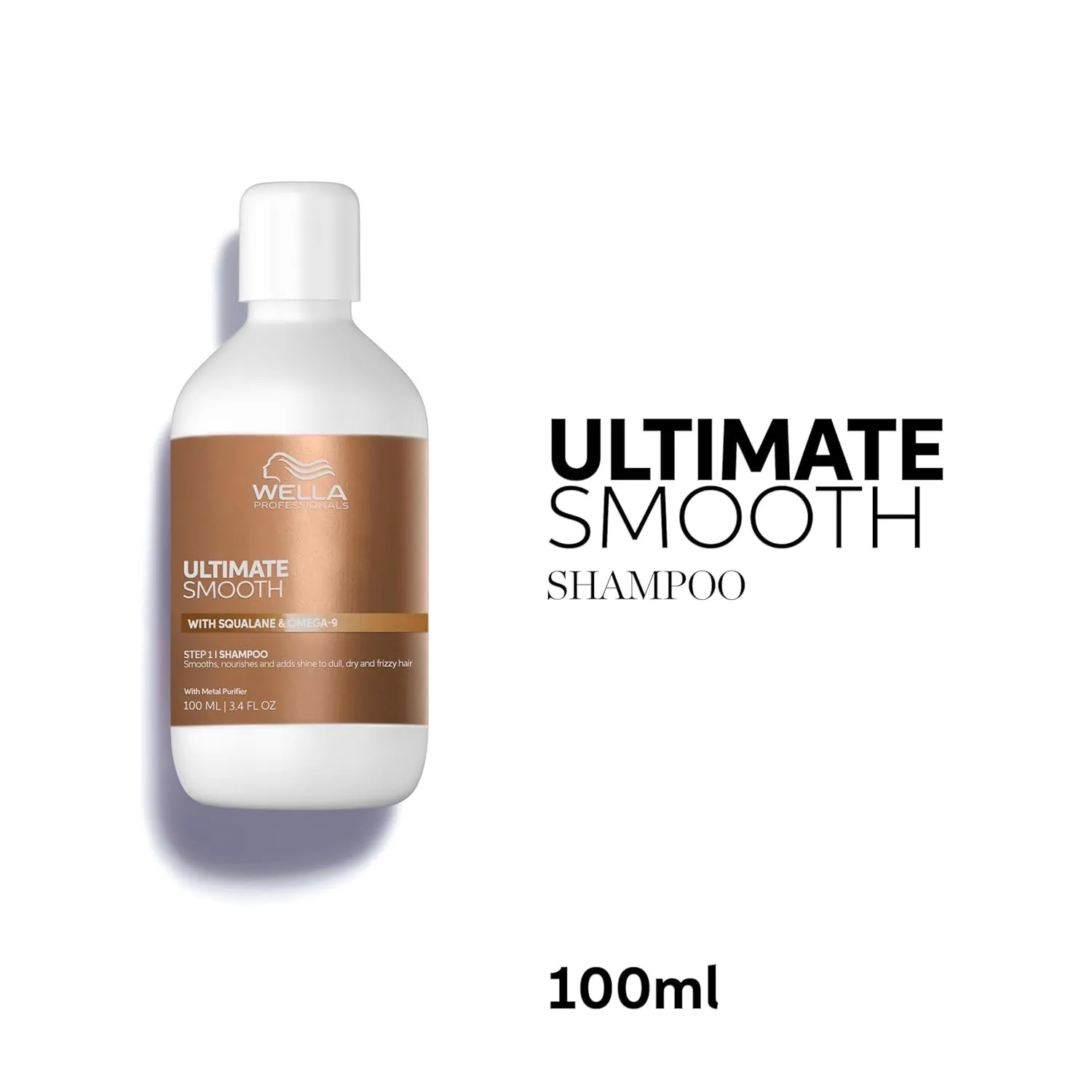 Wella Professionals ULTIMATE SMOOTH Shampoo for Dry, Dull & Frizzy Hair | For Shine & Smoothness | With Squalane & Omega 9 | Color Safe