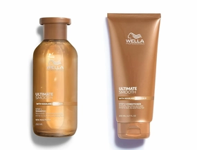 Wella Professionals ULTIMATE SMOOTH Shampoo 8.4 Fl Oz.   Conditioner 6.7 Fl Oz. Bundle | For Dry, Dull & Frizzy Hair | With Squalane & Omega 9
