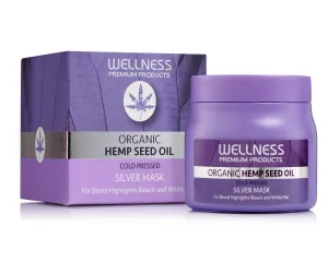Wellness Premium Products Organic Hemp Seed Oil Hair Mask for Damaged Blond Hair - 500ml/16.9oz - Repairs Extreme Chemical and UV Damage, Hydrates Hair, Color Safe with Anti-Breakage Benefits