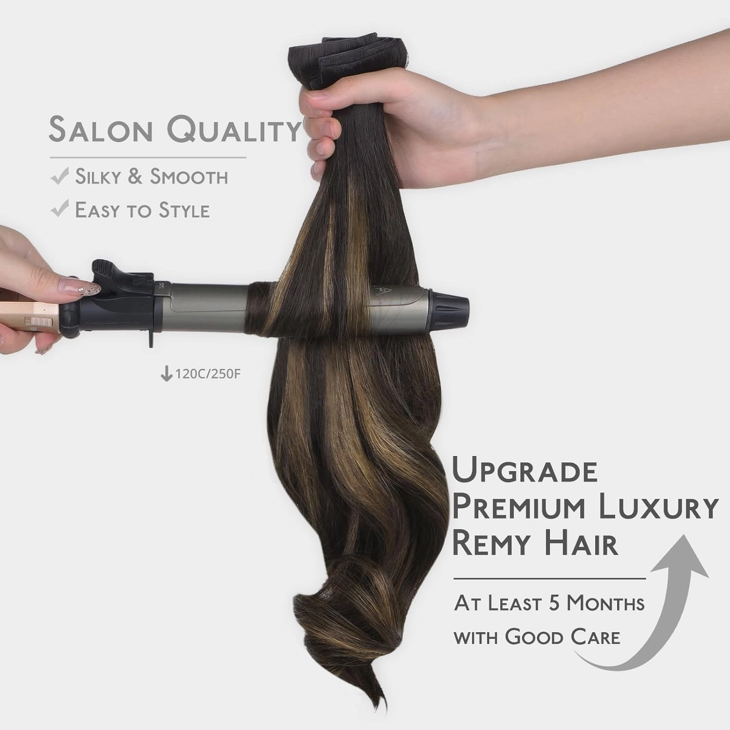 WENNALIFE Invisi Edge Clip in Hair Extensions Real Human Hair, 16 Inch 130g 7pcs Balayage Dark Brown Mixed Chestnut Brown Seamless Clip in Extensions Remy Hair Clip Ins Invisible PU Skin Weft Straight