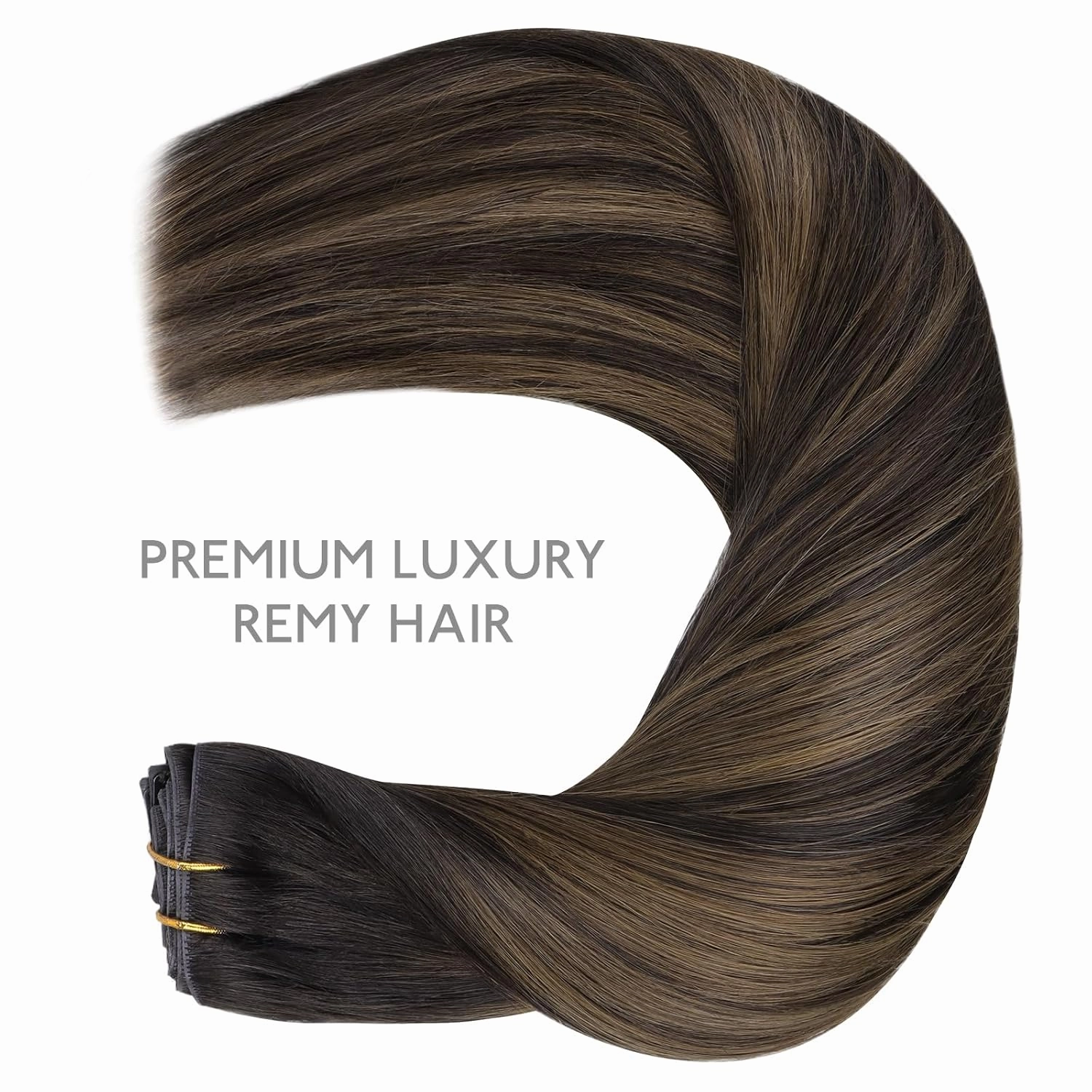 WENNALIFE Invisi Edge Clip in Hair Extensions Real Human Hair, 16 Inch 130g 7pcs Balayage Dark Brown Mixed Chestnut Brown Seamless Clip in Extensions Remy Hair Clip Ins Invisible PU Skin Weft Straight