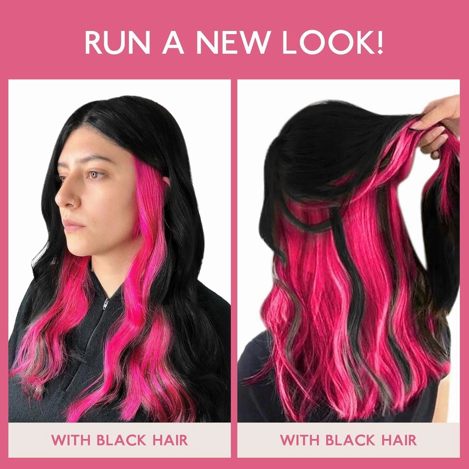 WENNALIFE Tape in Hair Extensions Human Hair Hot Pink Tape in Extensions, 10pcs 25g 16 inch Remy Invisible Tape Ins Straight Colored Soft Real Human Hair Tape in Extensions Refill Set Extensions