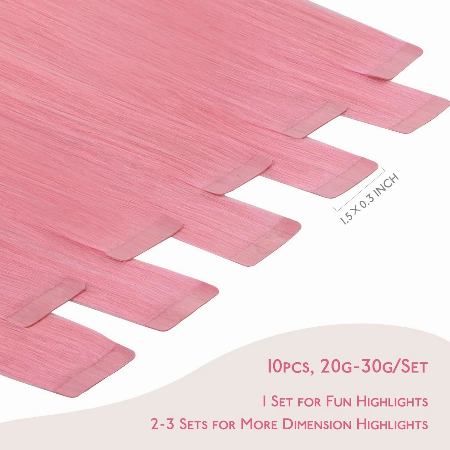 WENNALIFE Tape in Hair Extensions Human Hair Peach Pink, 10pcs 25g 18 inch Remy Hair Invisible Tape Ins Straight Colored Soft Refill Set Extensiones De Cabello Humano Con