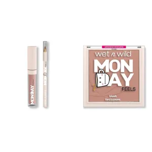 wet n wild Mood Lip Kit & Blush Enhancer Monday Feels Lip Gloss, Liner & Natural Coffee Infused Complexion Perker