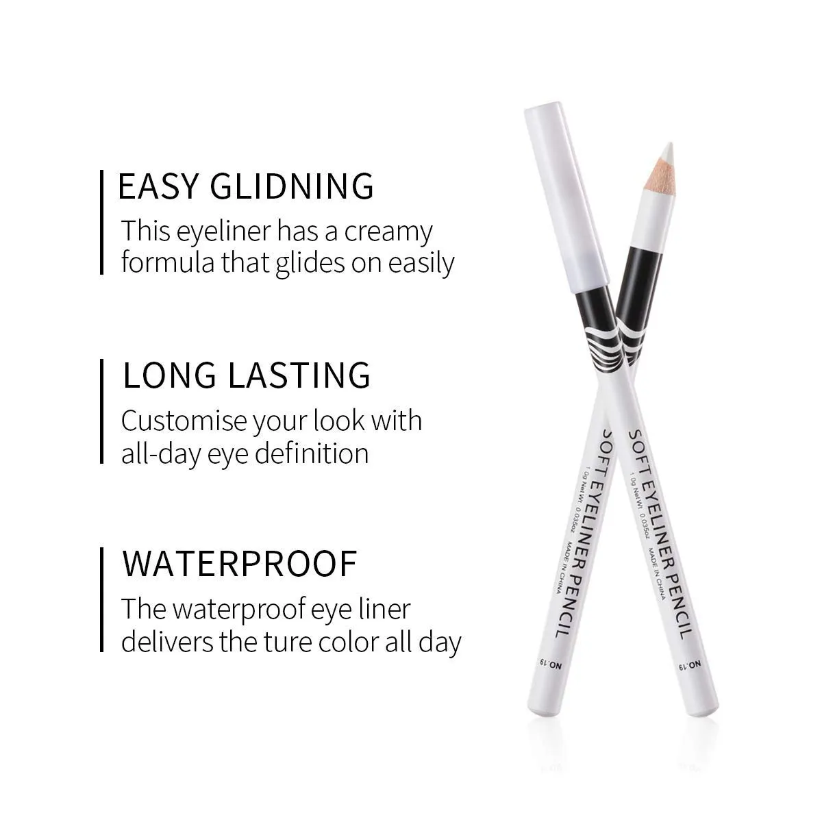 White Eyeliner Pencil Professional Highlighter Eye Liner Pen Soft Strokes Waterproof Long-Lasting Eyeshadow Eye Silkworm Brighten Pencil Beauty Makeup Tool (48pcs)