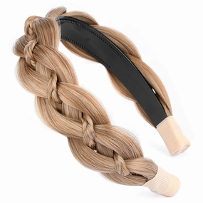 Wide Braid Headband with Teeth Synthetic Hair Braid Headband Hair Band Plaited Hairband For Women (Caramel Blonde, Free Size)