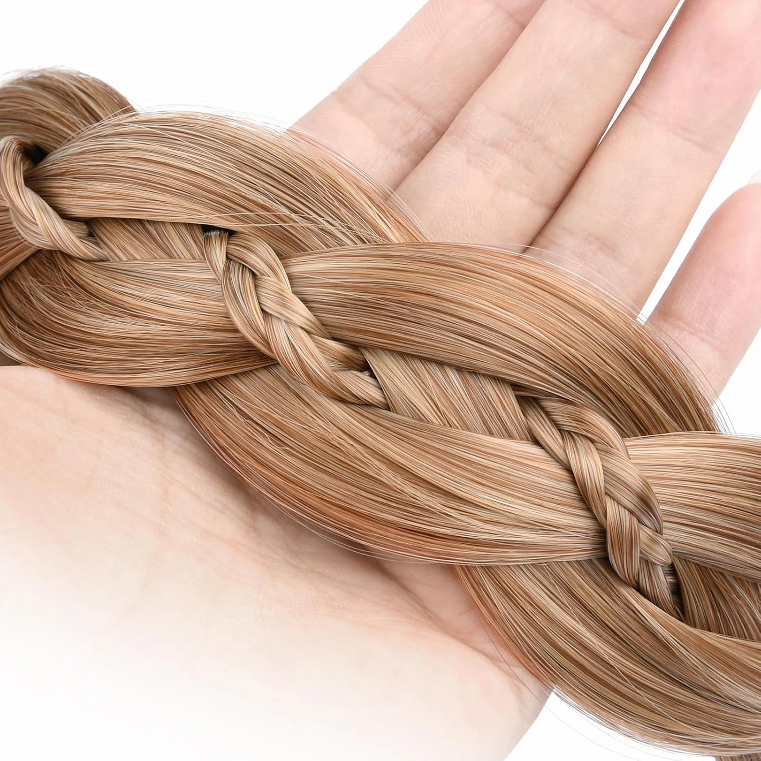 Wide Braid Headband with Teeth Synthetic Hair Braid Headband Hair Band Plaited Hairband For Women (Caramel Blonde, Free Size)