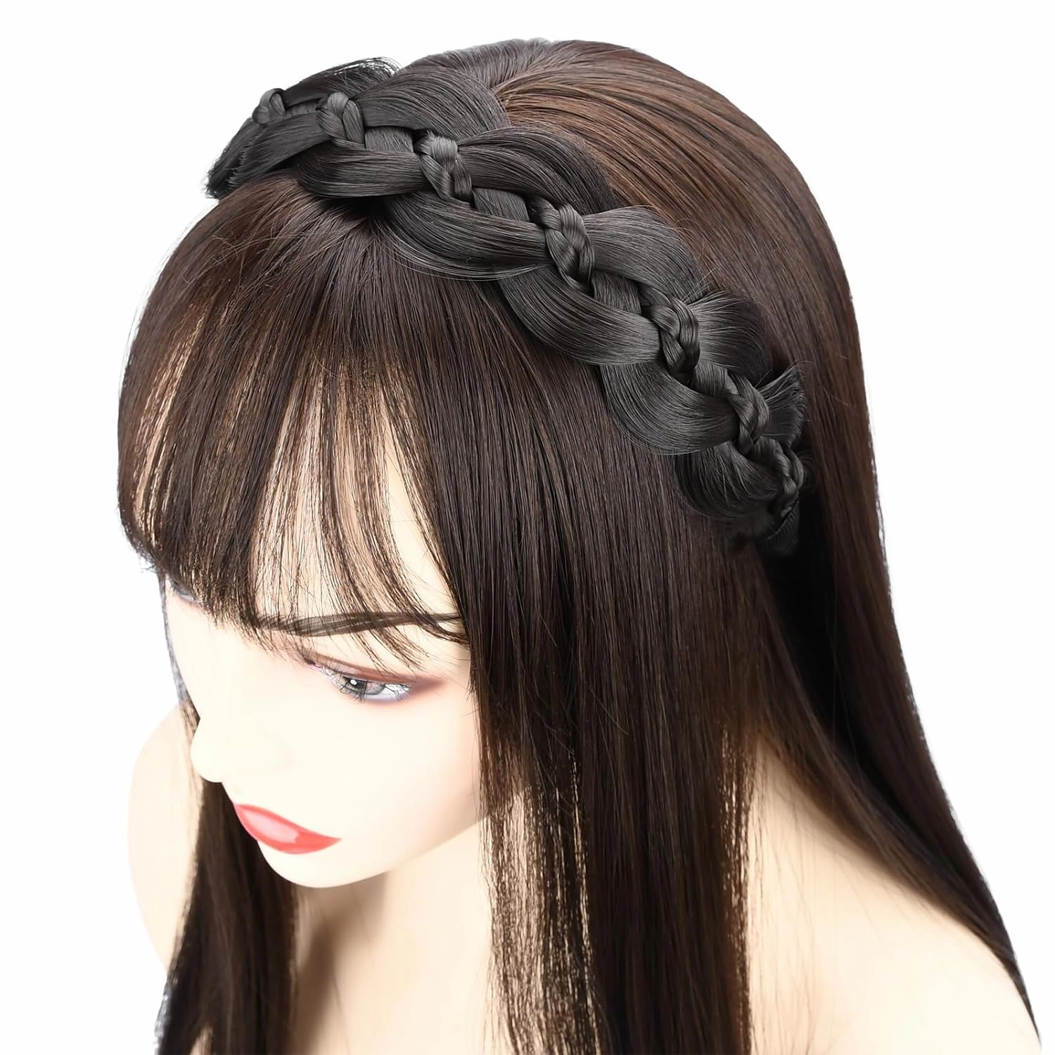 Wide Braid Headband with Teeth Synthetic Hair Braid Headband Hair Band Plaited Hairband For Women (Caramel Blonde, Free Size)