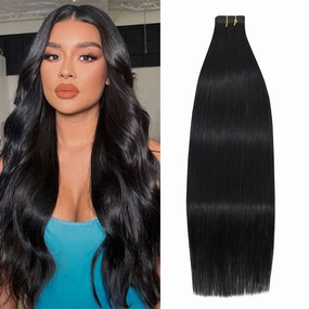 WindTouch Tape in Hair Extensions Natural Black 100% Remy Human 20 inch 20pcs 50g/pack Straight Seamless Skin Weft Hair #1B Natural Black